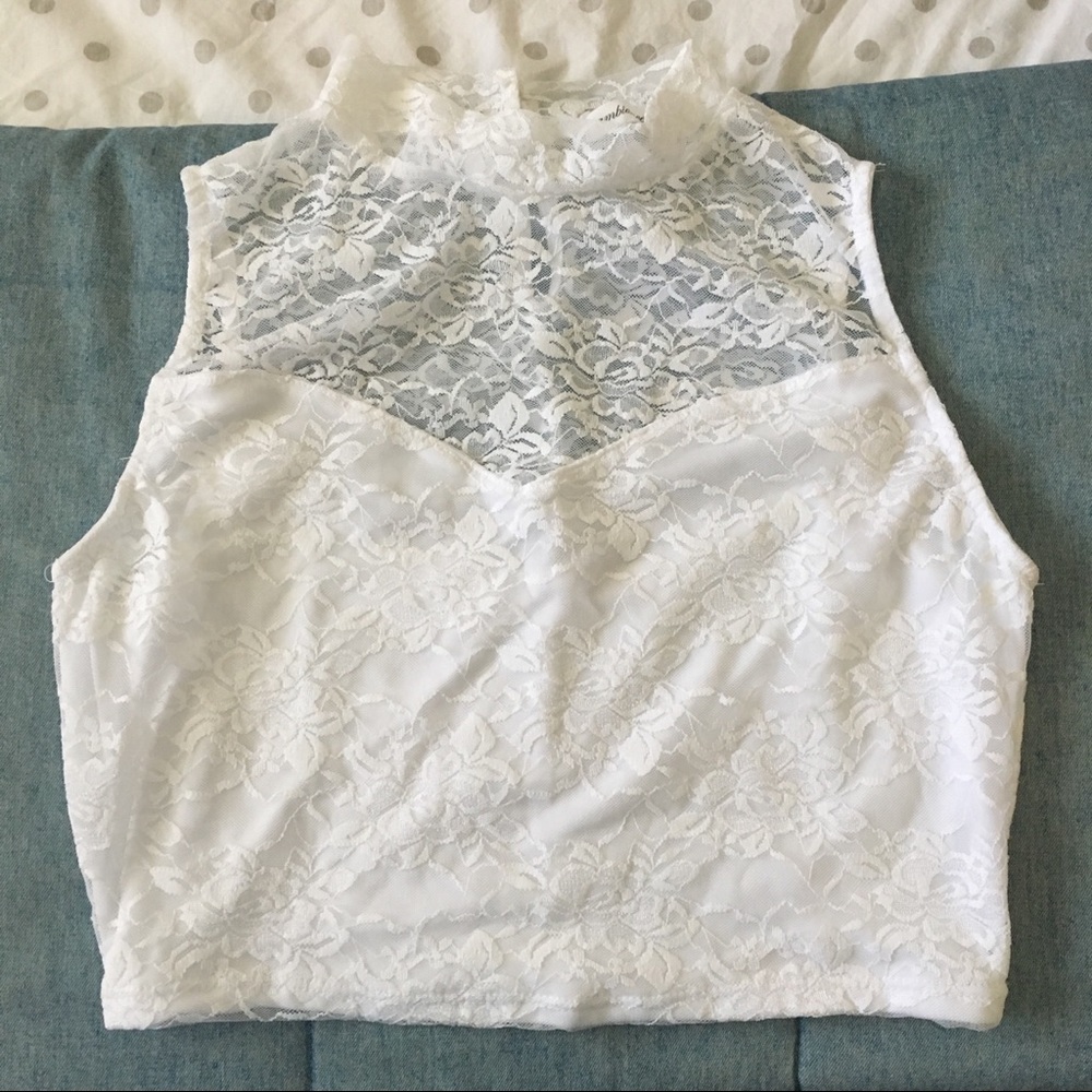 Lace White Going Out Crop Top